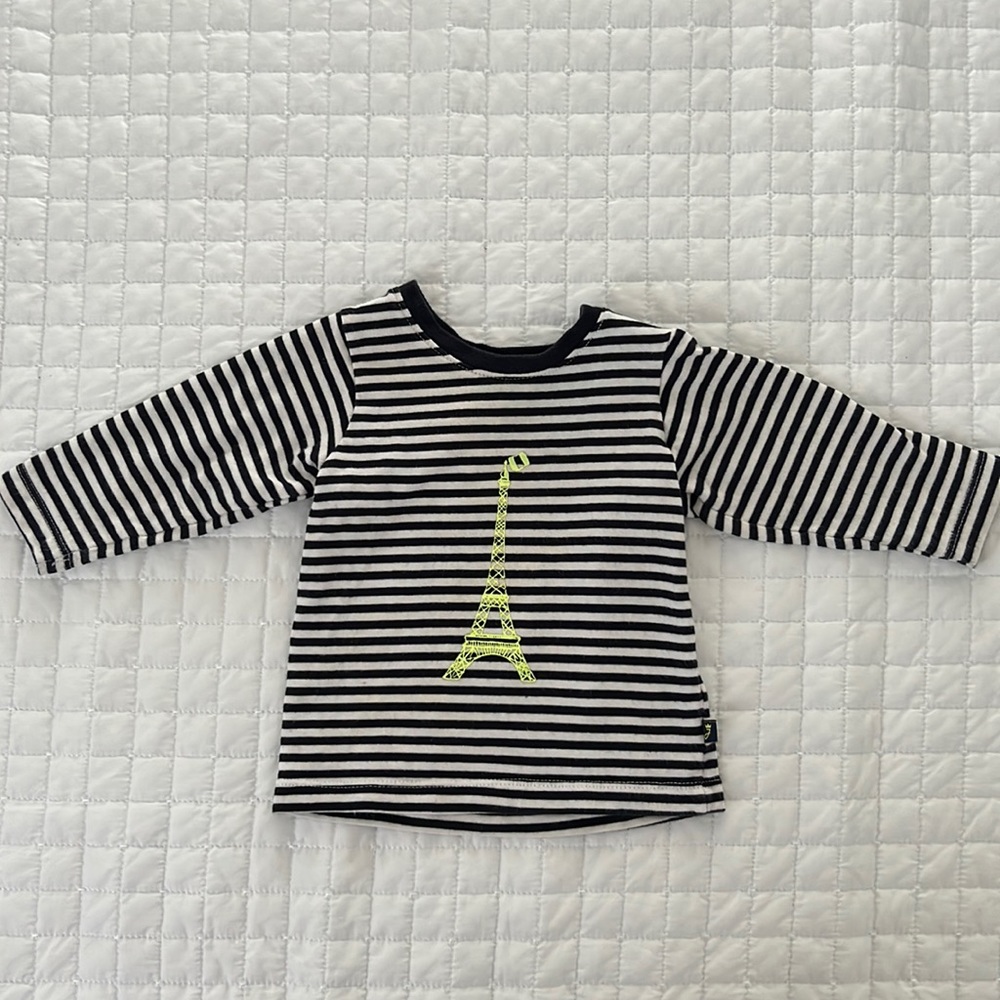Jacadi Eiffel Tour Striped Top Navy & White size 6 months - Picture 1 of 5